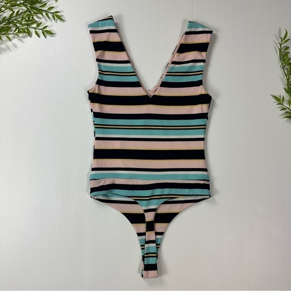 AFRM Moodi Striped V-Neck Bodysuit Size XS - Picture 10 of 11